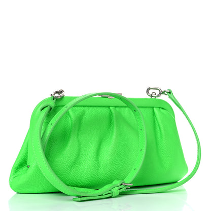 Balenciaga Grained Calfskin Logo Cloud Clutch XS Fluo Green 3 of 12