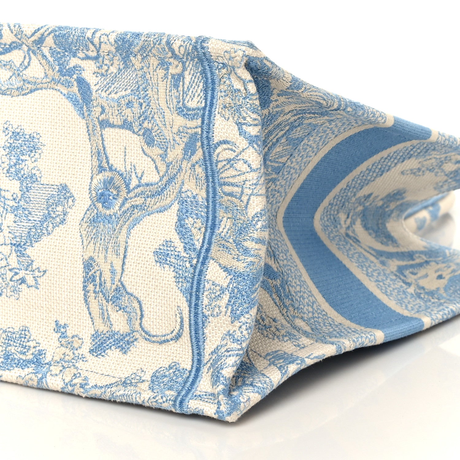 Christian Dior Canvas Embroidered Medium Dioriviera Toile De Jouy Book Tote Light Blue 10 of 10