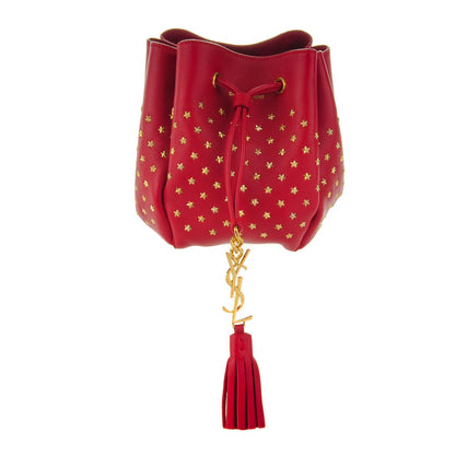 Saint Laurent Calfskin Star Studded Small Monogram Bucket Bag Red 1 of 7