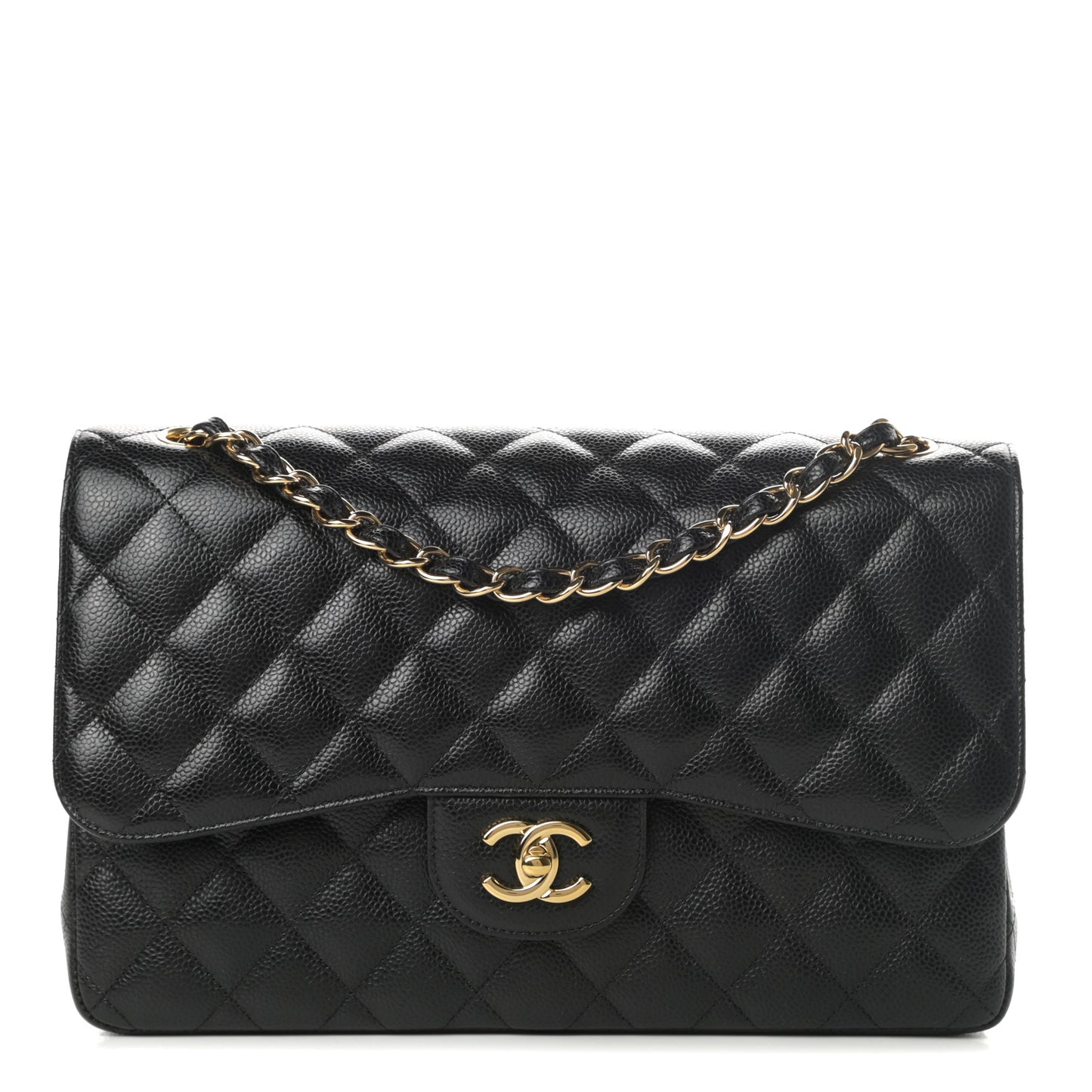 Caviar Quilted Jumbo Double Flap Black