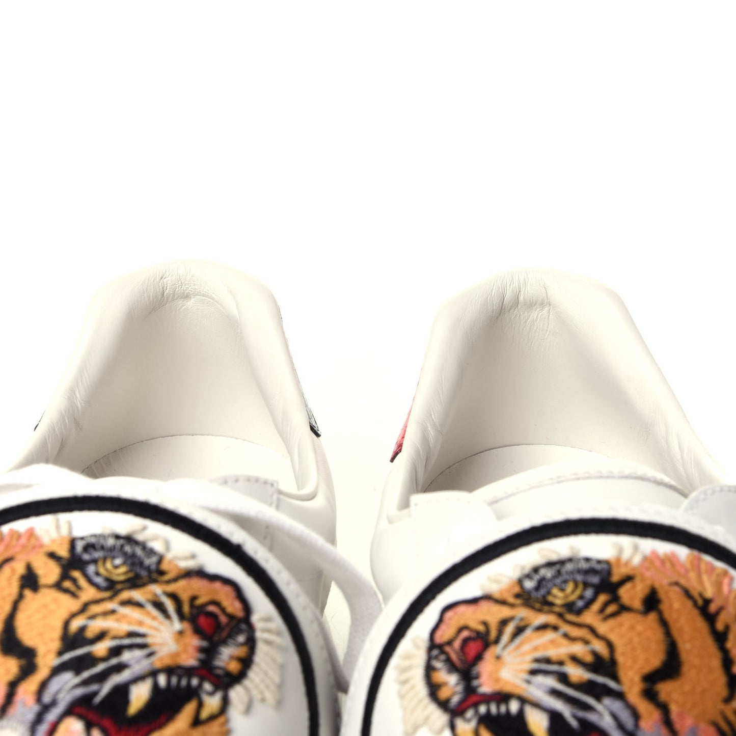 Calfskin Ayers Web Tiger Embroidered Mens Ace Sneakers 8.5 White