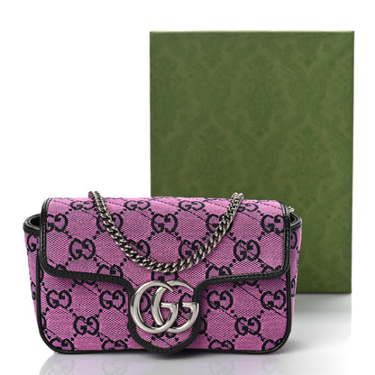 Gucci Monogram Multicolor Matelasse Diagonal Super Mini GG Marmont Shoulder Bag Pink Blue 10 of 10
