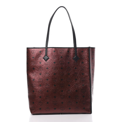 MCM Metallic Visetos Medium Kira North South Shopper Tote Scooter Red 3 of 11
