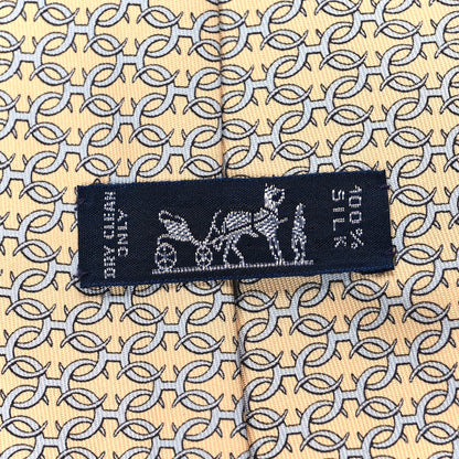 Hermes Printed Silk Mens Neck Tie Yellow 5 of 5