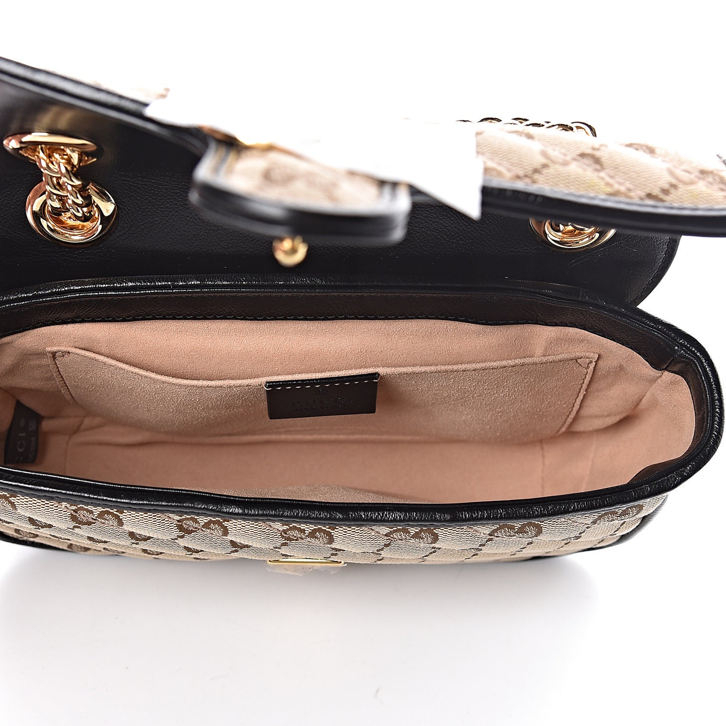 Monogram Matelasse Diagonal Mini GG Marmont Shoulder Bag Beige Black