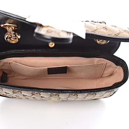 Gucci Monogram Matelasse Diagonal Mini GG Marmont Shoulder Bag Beige Black 5 of 11