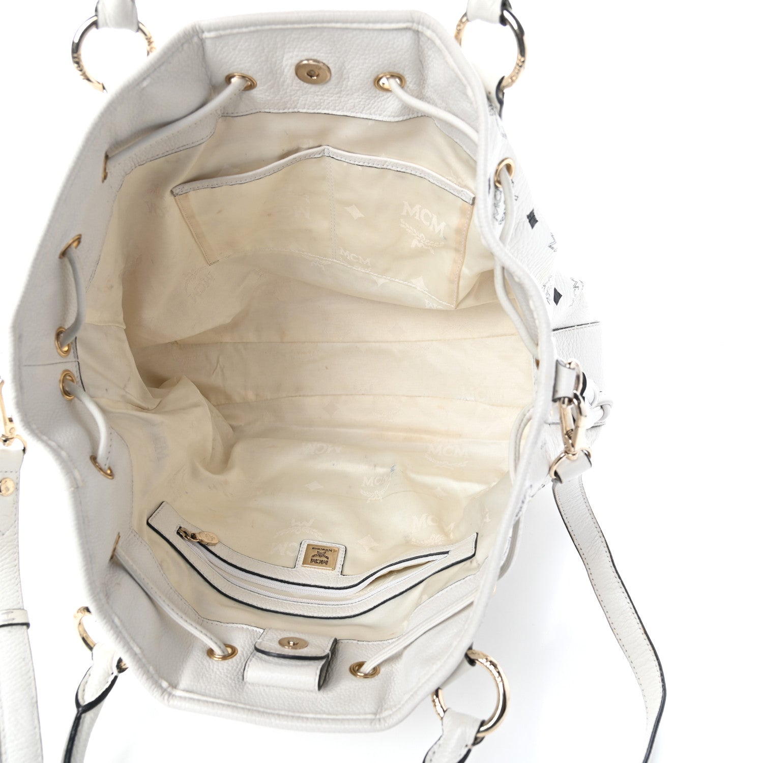 MCM Visetos Drawstring Bag White 5 of 10