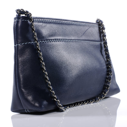 Chanel Leather Lax Pochette Navy Blue 3 of 7