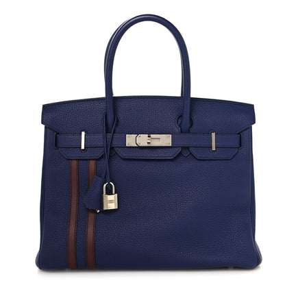 Hermes Togo Swift Officier Birkin 30 Bleu Encre Rouge H 1 of 13