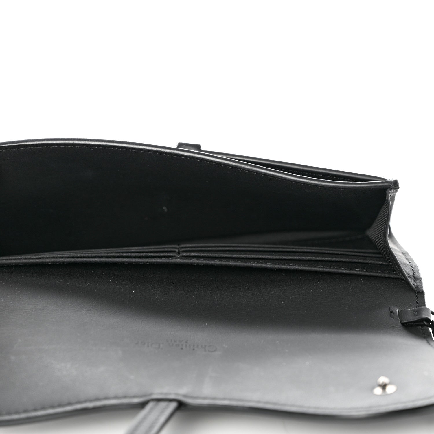 Christian Dior Ultra Matte Calfskin Saddle Chain Wallet Pouch Black 8 of 12