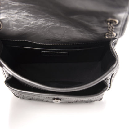 Saint Laurent Crinkled Calfskin Matelasse Monogram Baby Niki Chain Satchel Storm 5 of 12