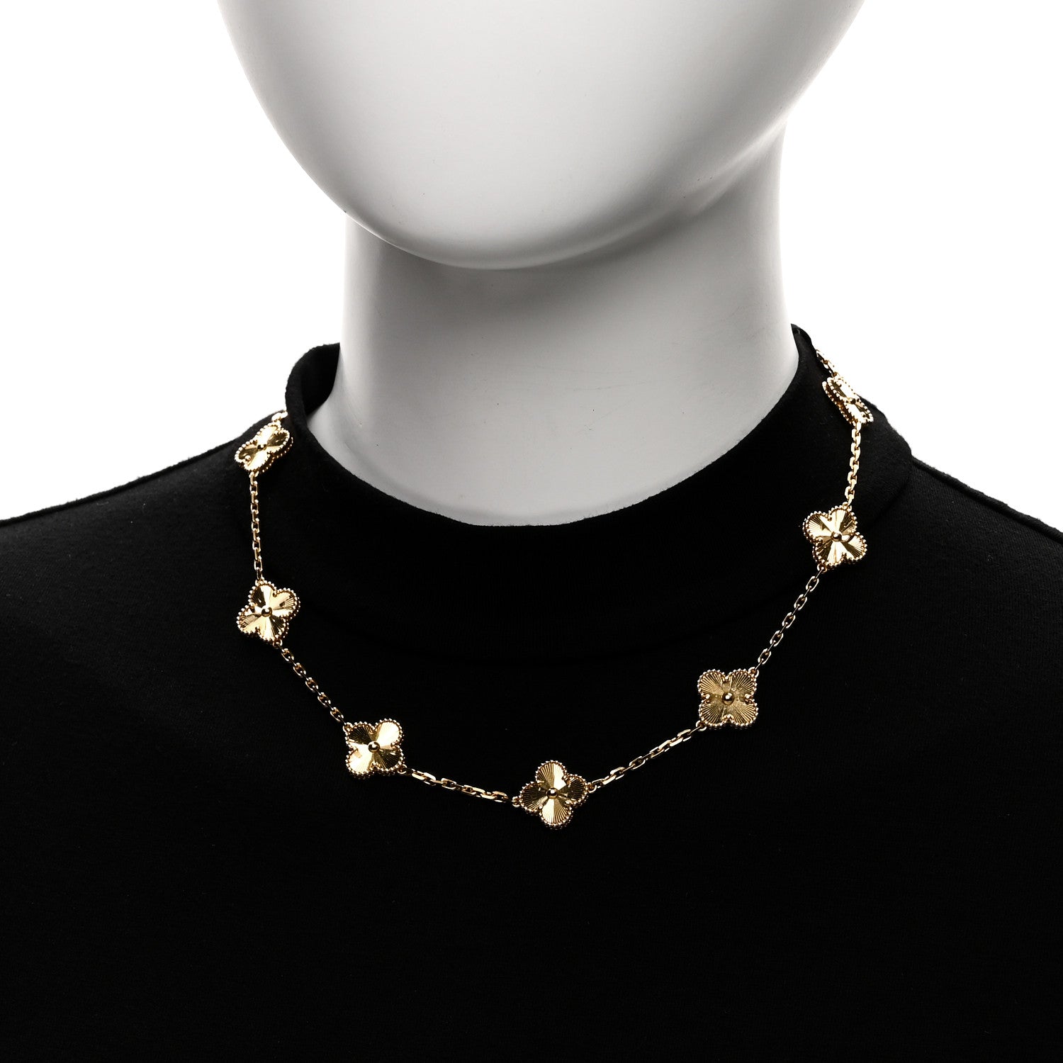 Van Cleef & Arpels 18K Yellow Gold 10 Motifs Guilloche Vintage Alhambra Necklace 2 of 6