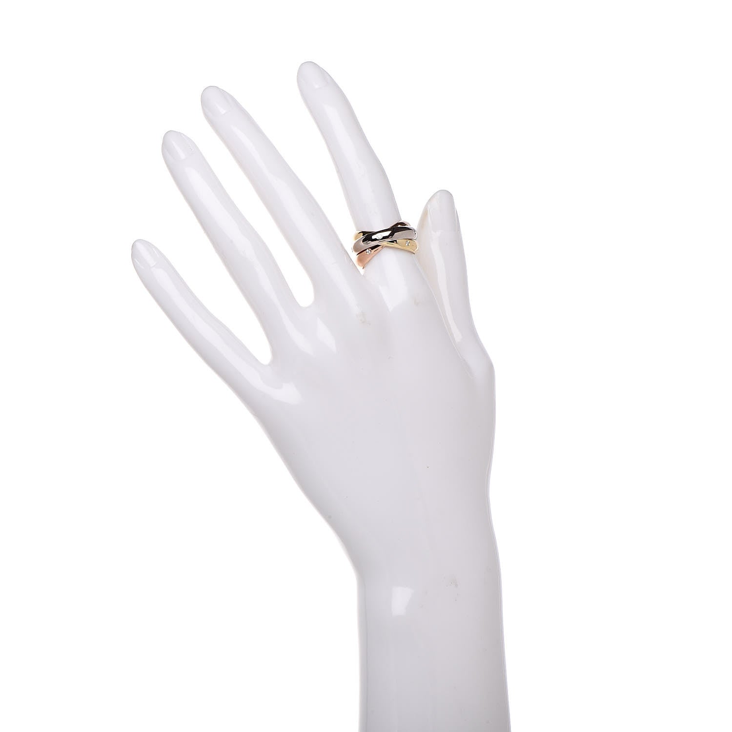 Cartier 18K Pink Yellow White Gold Diamond Trinity Ring 52 6 2 of 6
