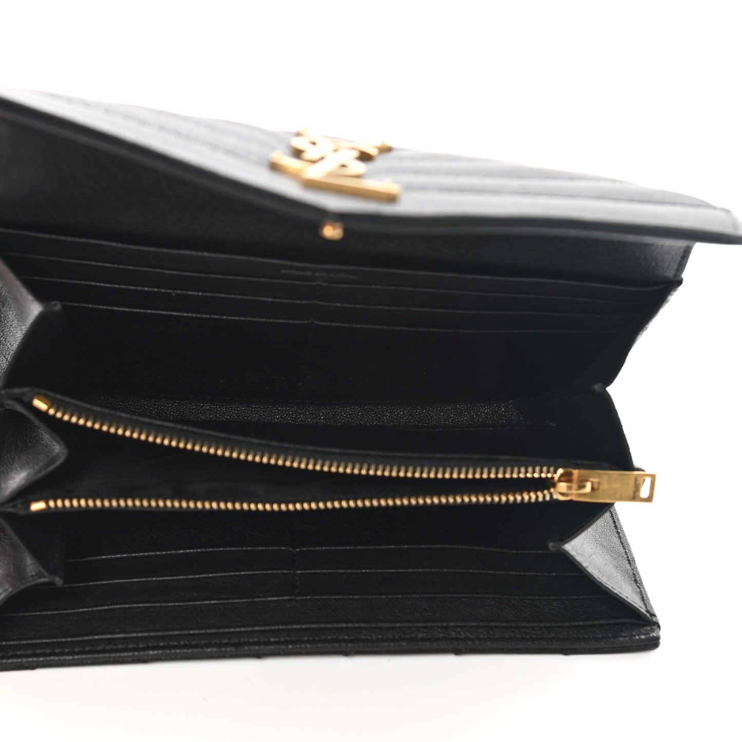 Grain De Poudre Matelasse Chevron Monogram Flap Wallet Black