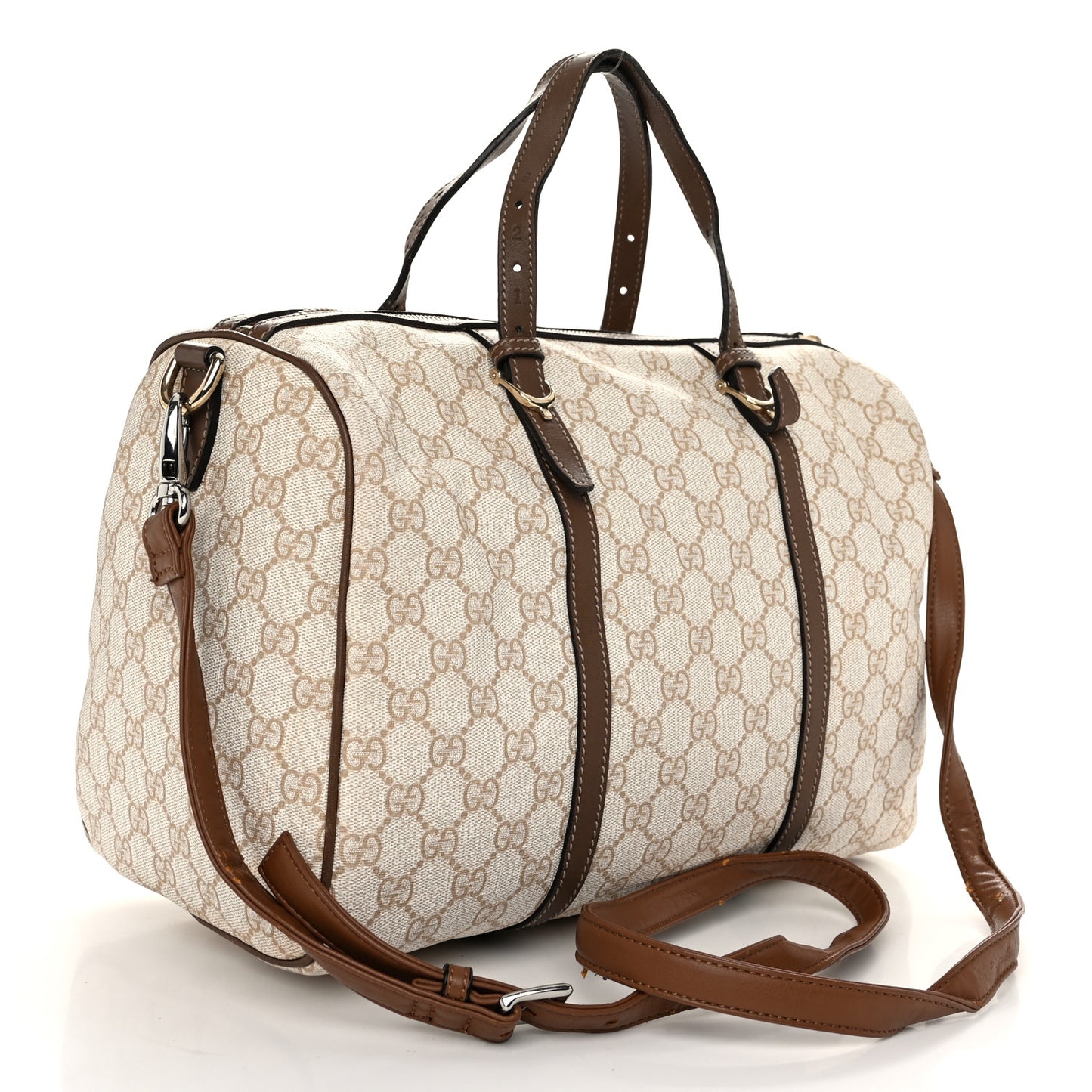 GG Supreme Monogram Calfskin Medium Nice Boston New Mystic White Beige Brown