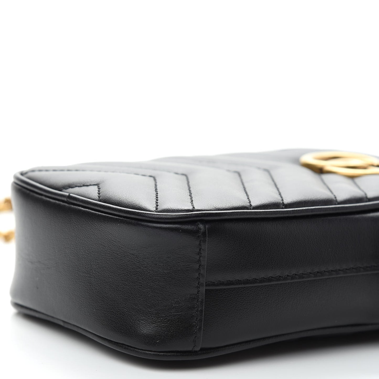 Calfskin Matelasse Mini GG Marmont Crossbody Bag Black
