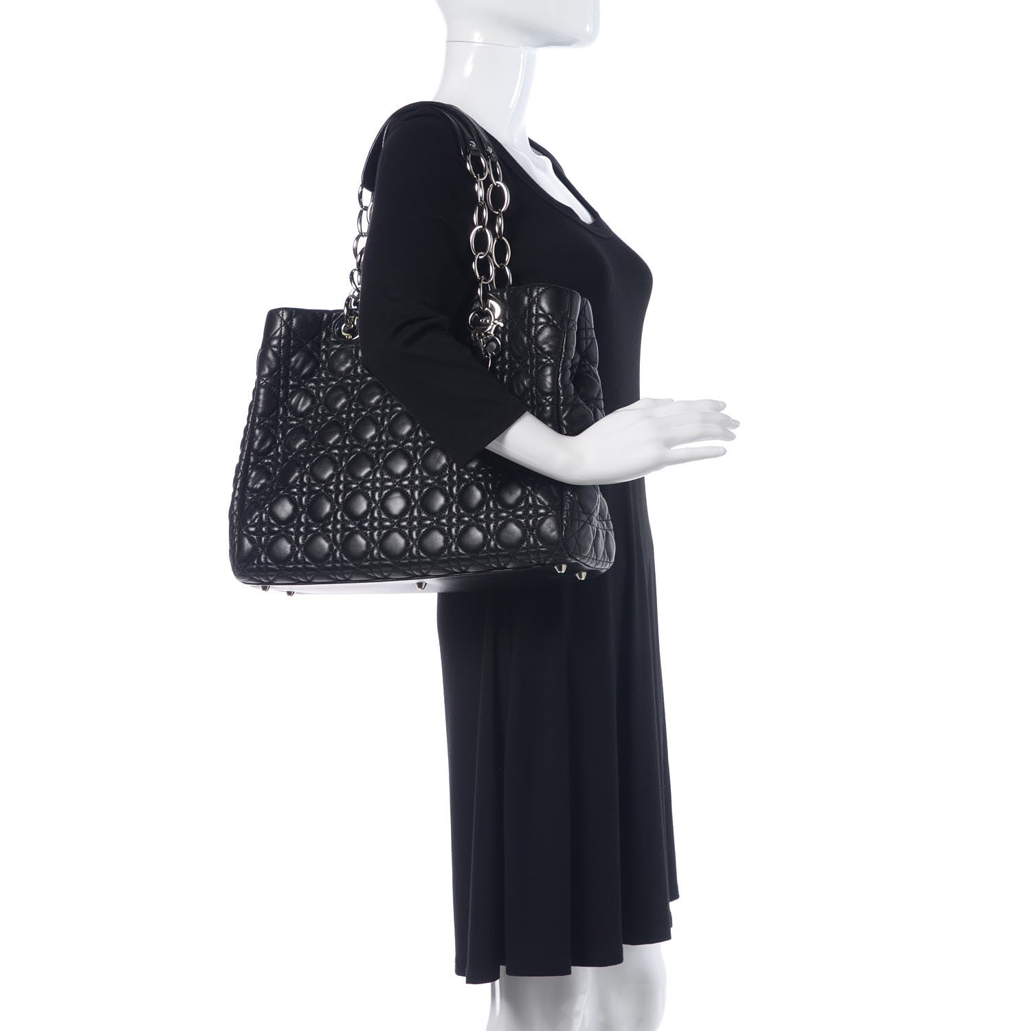 Christian Dior Lambskin Cannage Large Dior Soft Shopping Tote Black 2 of 10