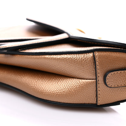 Christian Dior Metallic Grained Calfskin Mini Saddle Bag Gold 7 of 9