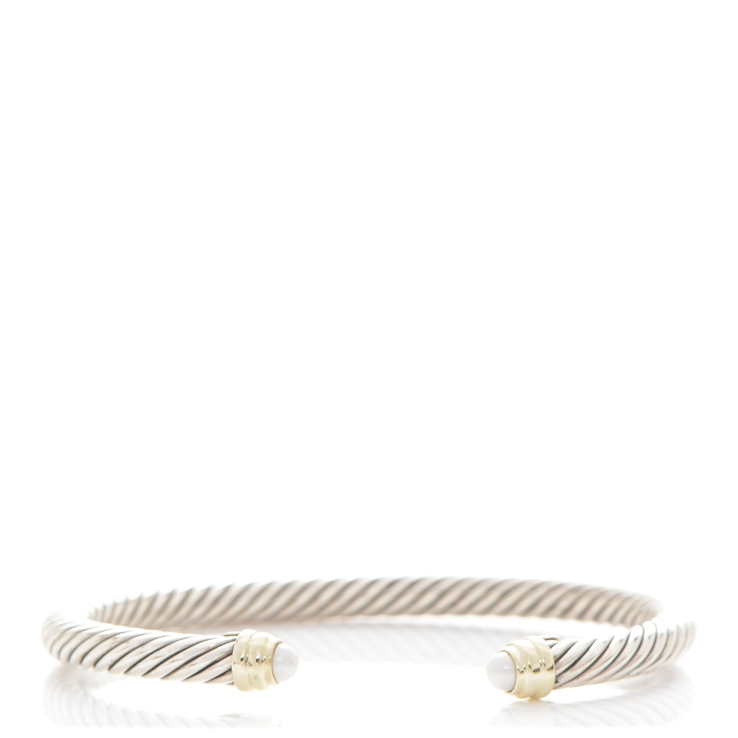 Sterling Silver 14K Yellow Gold Pearl 5mm Cable Classics Petite Color Bracelet