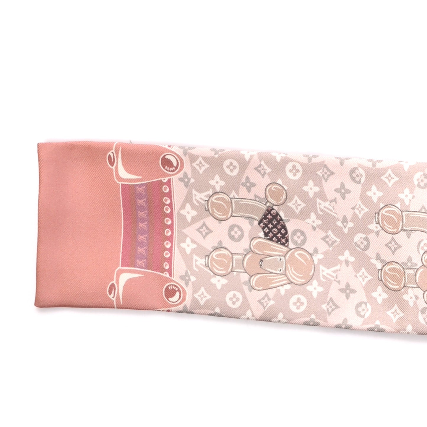Silk Monogram Poodle Animalle Bandeau Rose Pale