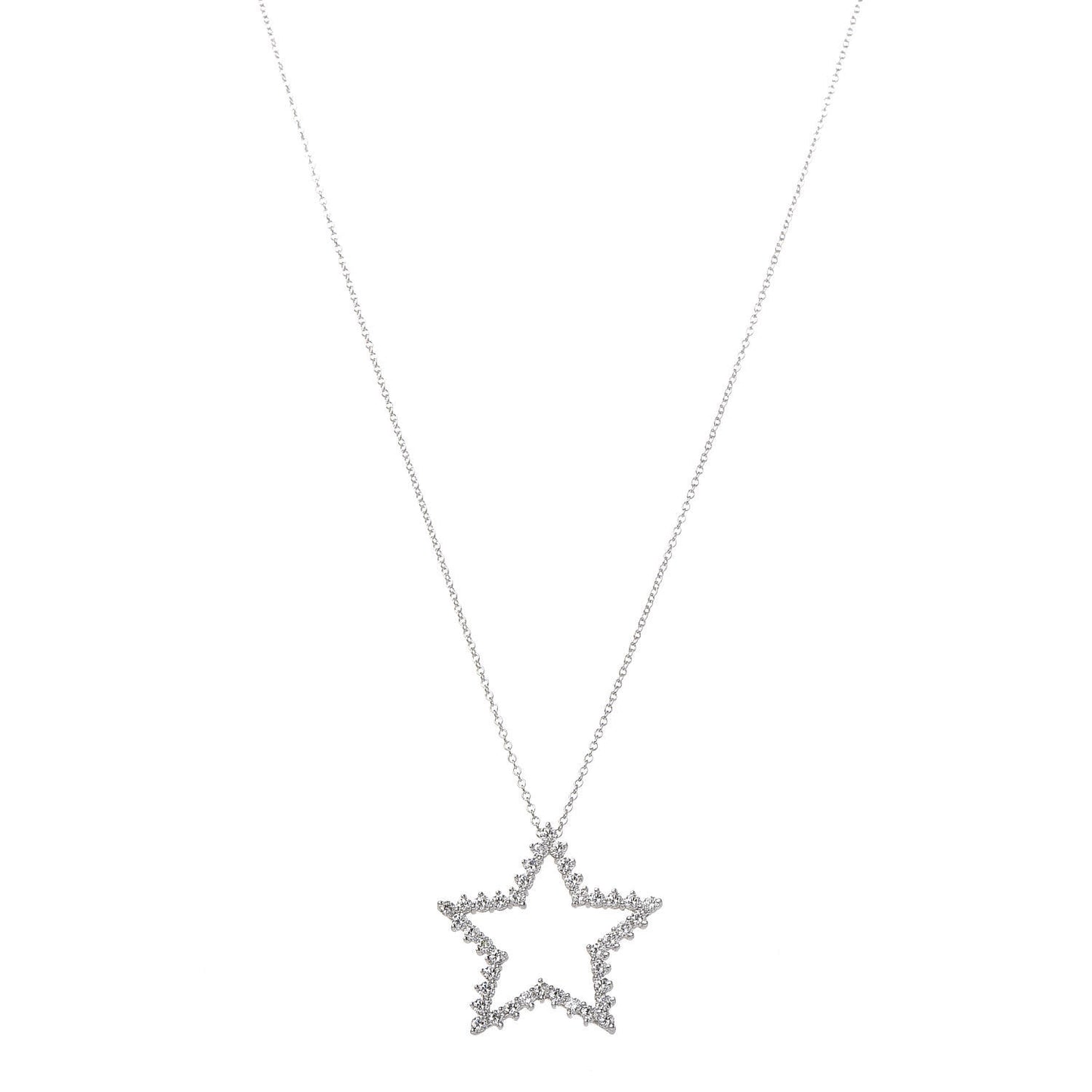 Platinum Diamond Star Pendant Necklace