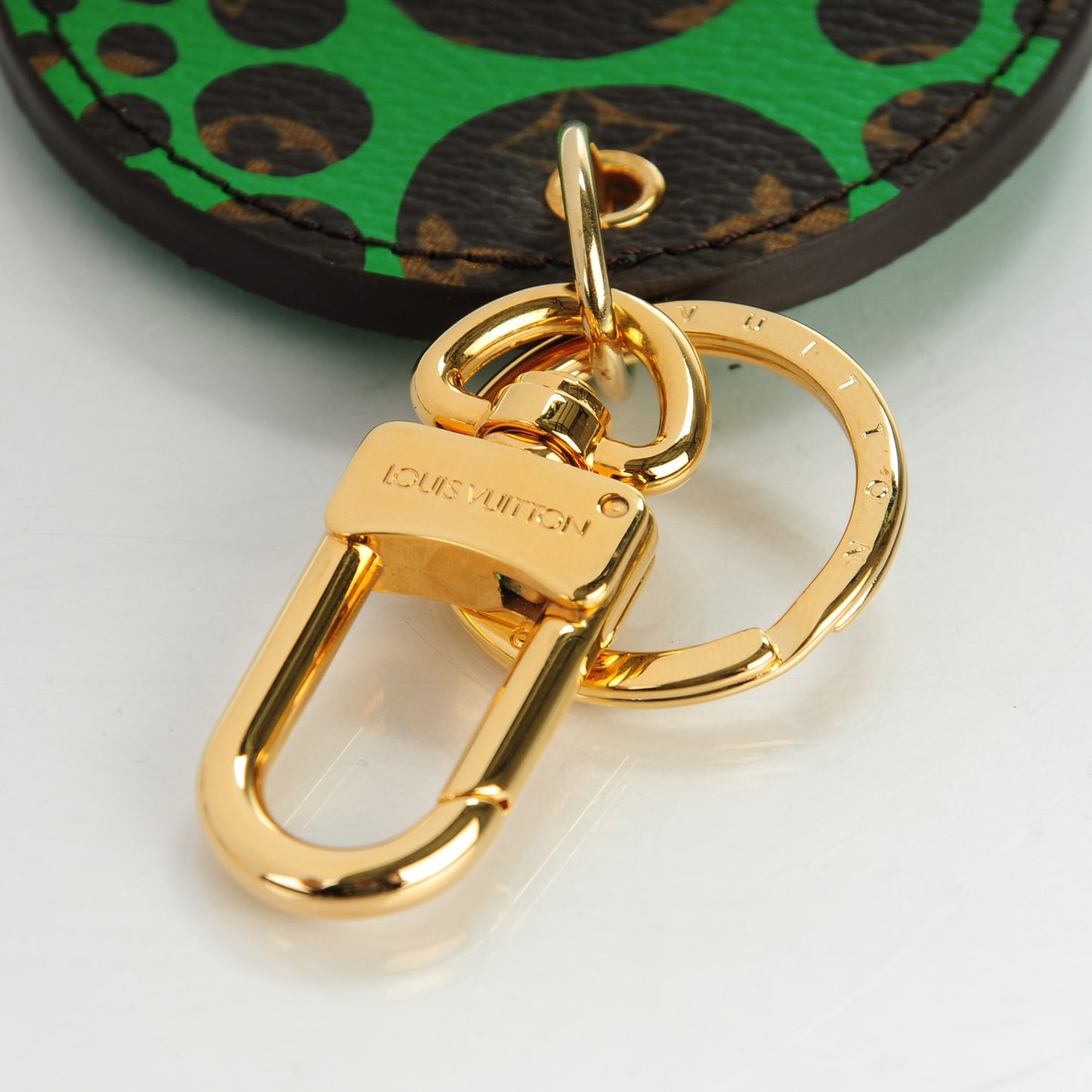 Monogram Kusama Pumpkin Dots Key Ring Green
