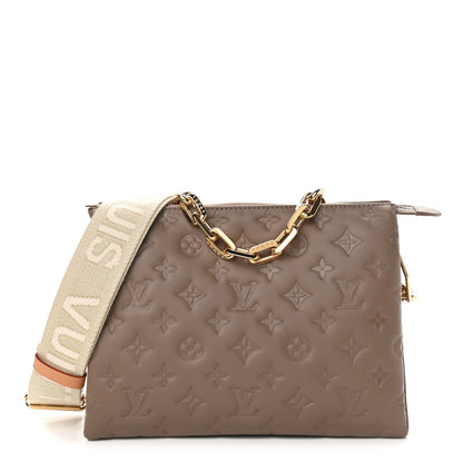 Louis Vuitton Lambskin Embossed Monogram Coussin PM Taupe 1 of 8