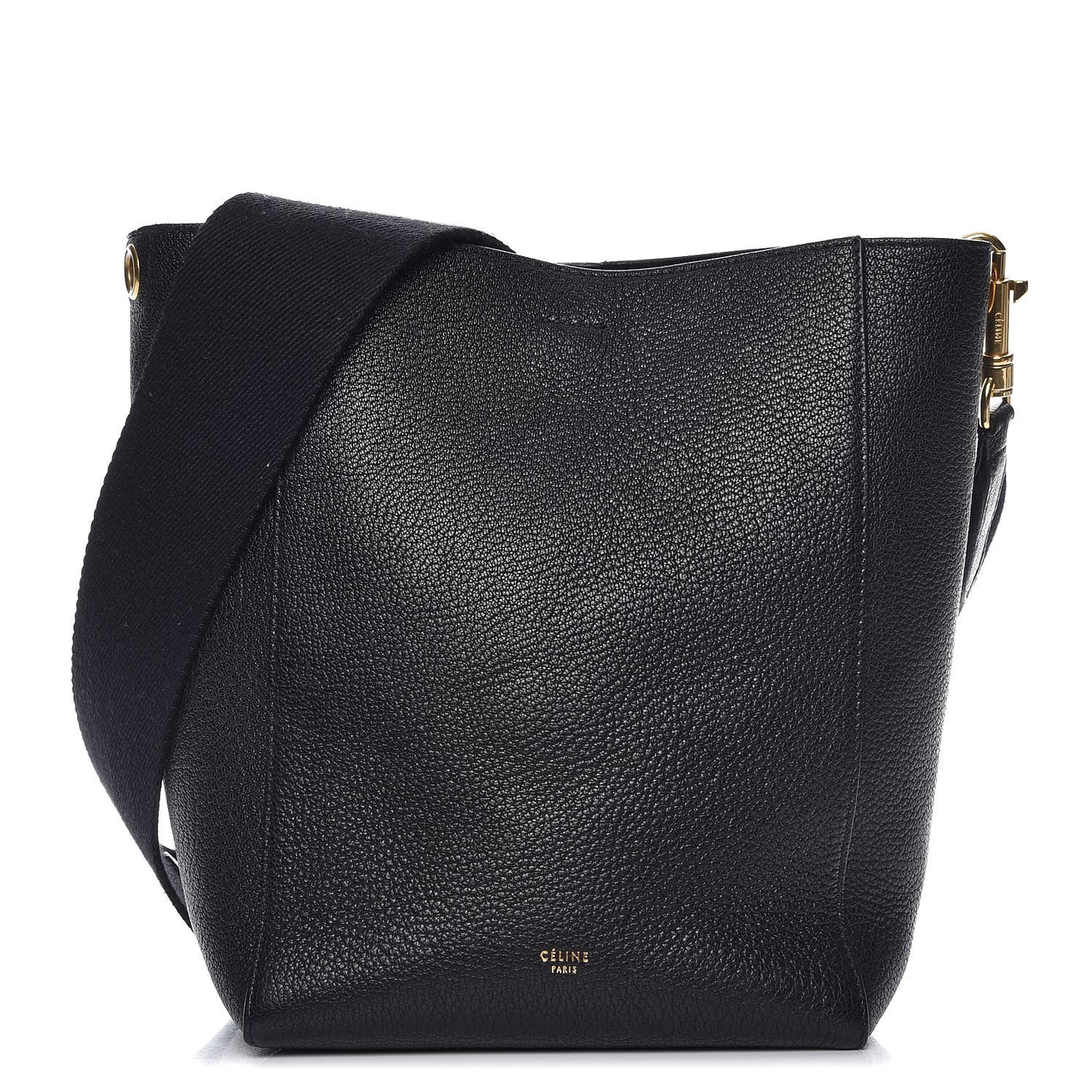 Soft Grained Calfskin Small Sangle Bucket Bag Black