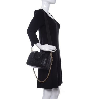 Louis Vuitton Lambskin Embossed Monogram Speedy 22 Bandouliere Black 2 of 10