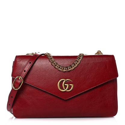 Gucci Calfskin Diagonal GG Medium Thiara Double Envelope Shoulder Bag Black Red 1 of 12