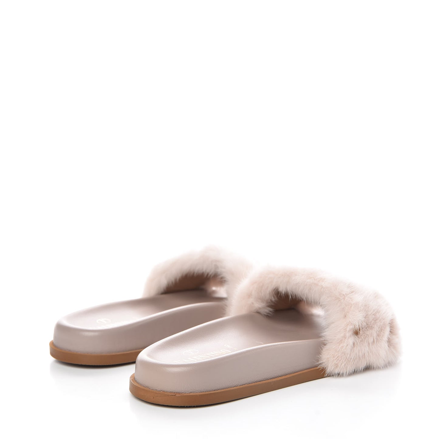 Mink Fur Rockstud Slide Sandals 39 Vapeur
