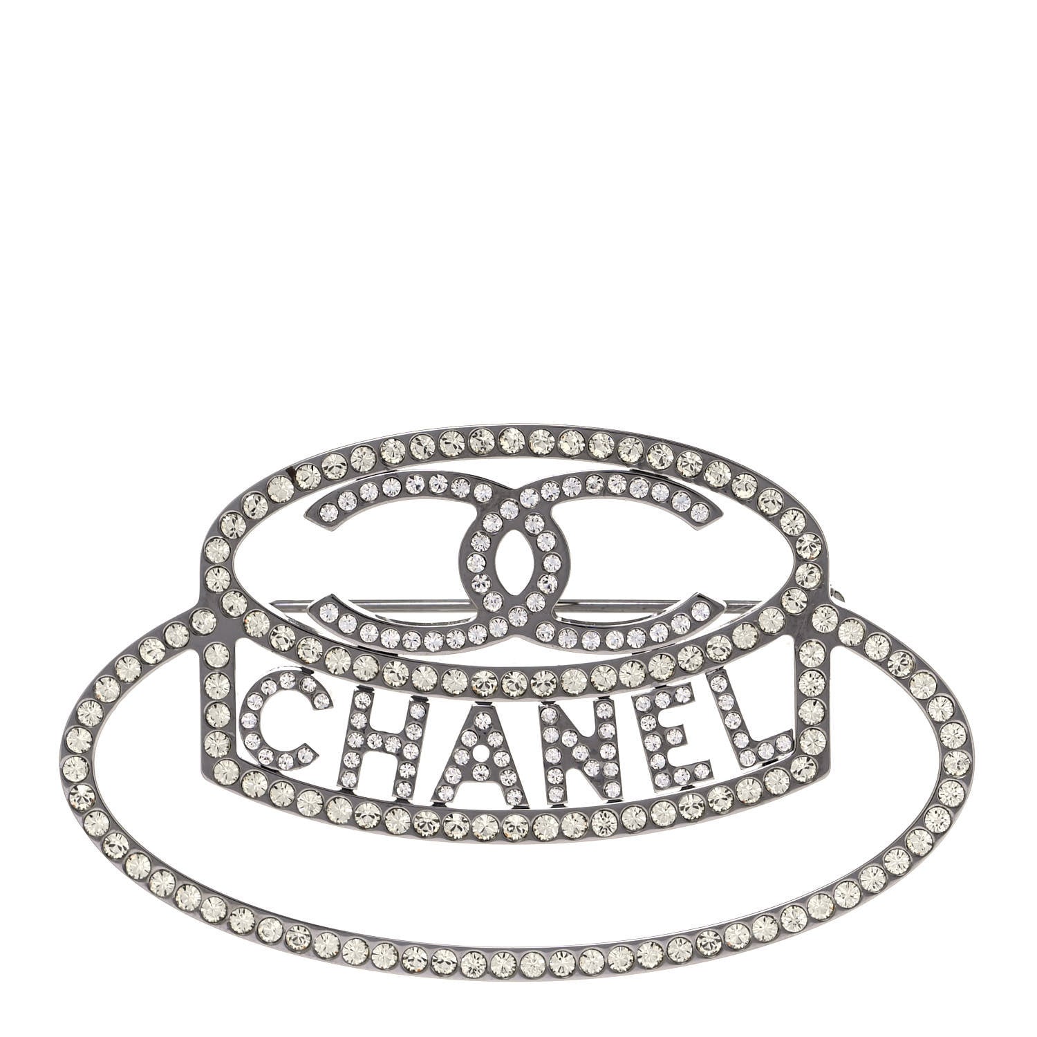 Chanel Ruthenium Strass Crystal Hat Brooch Pale Yellow 1 of 4