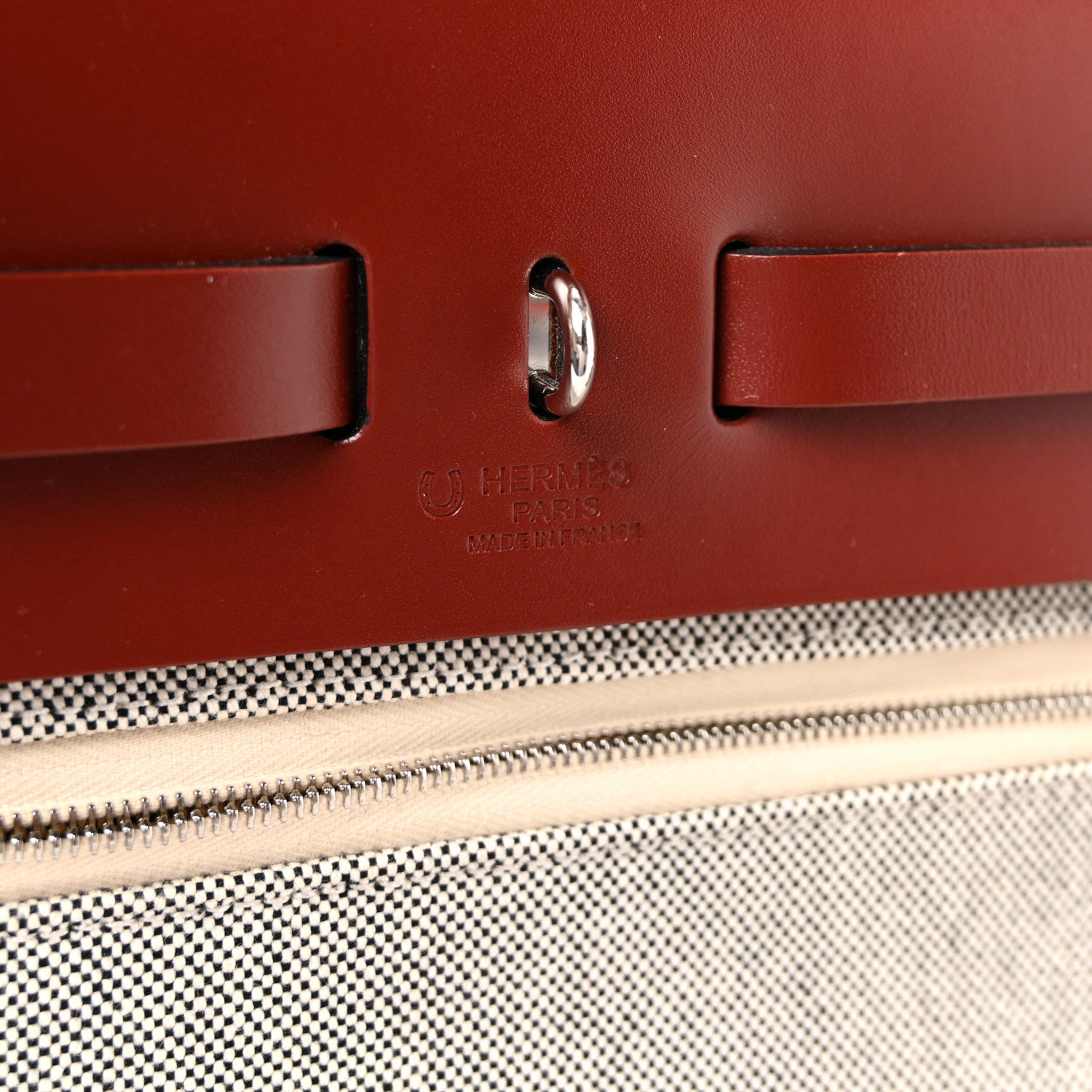 Hermes H Plume Canvas Vache Hunter Horseshoe Laque Circuit 24 Herbag Zip Retourne 31 Bleu Indigo Ecru Rouge H 7 of 10