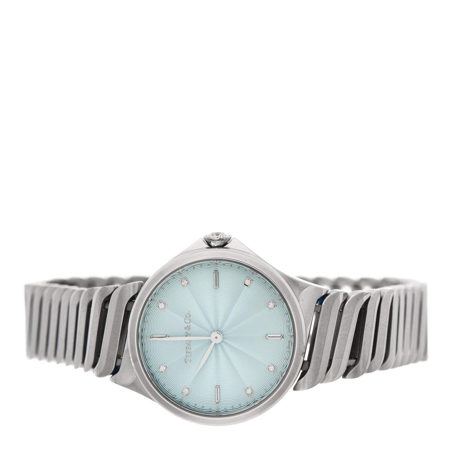 Tiffany Stainless Steel Diamond 28mm Metro 2-Hand Quartz Watch Ice Blue 2 of 5