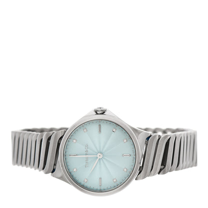 Tiffany Stainless Steel Diamond 28mm Metro 2-Hand Quartz Watch Ice Blue 2 of 5