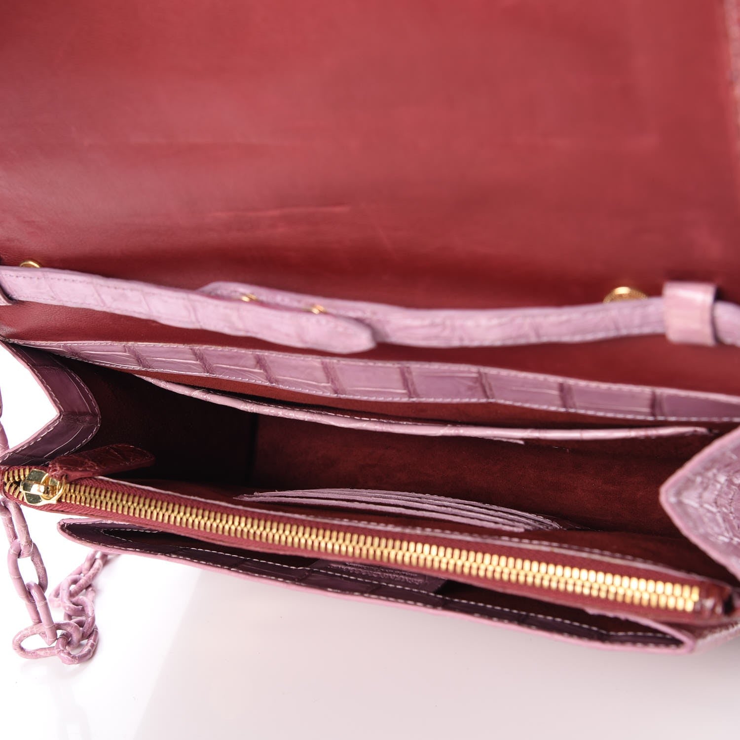 Nancy Gonzalez Crocodile Bi-Color Shoulder Bag Pink 5 of 7