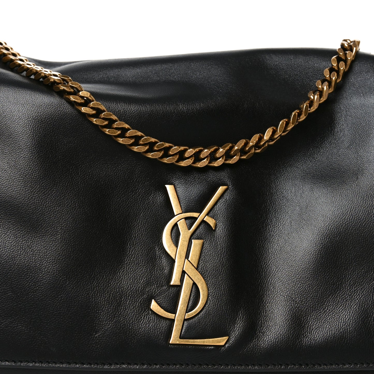Smooth Calfskin Suede Medium Reversible Monogram Kate Satchel Black