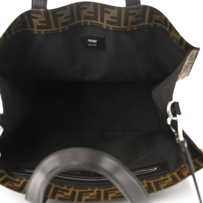 Fendi Recycled Fabric Jacquard Vitello Astro FF 1974 Shopping Tote Tobacco Moro Ebano 5 of 10