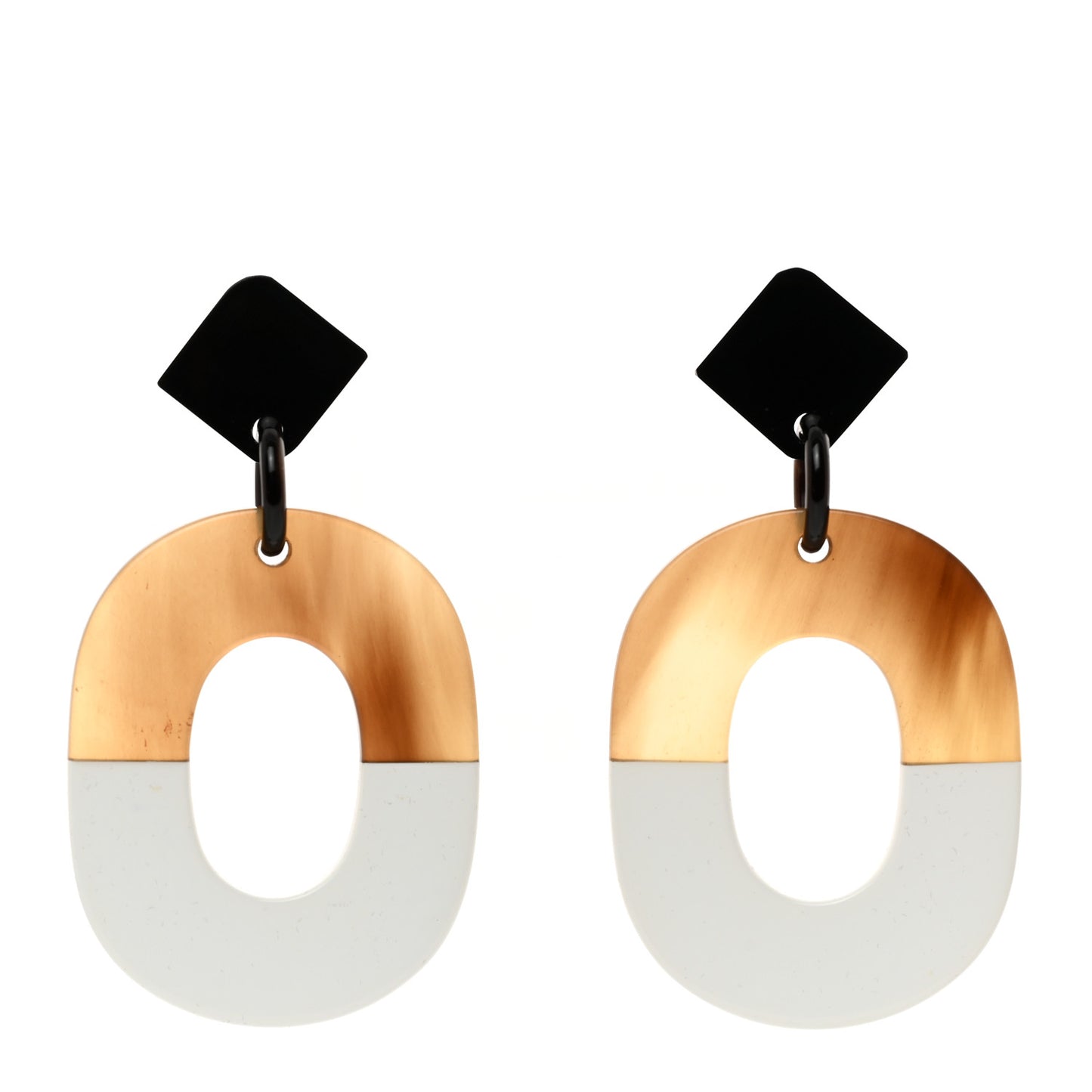 Buffalo Horn Lacquered Wood Isthme Earrings White