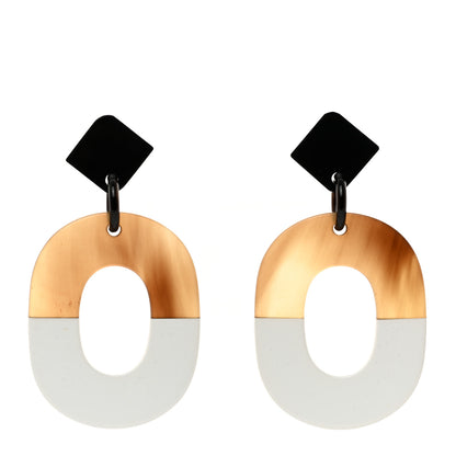 Hermes Buffalo Horn Lacquered Wood Isthme Earrings White 1 of 6