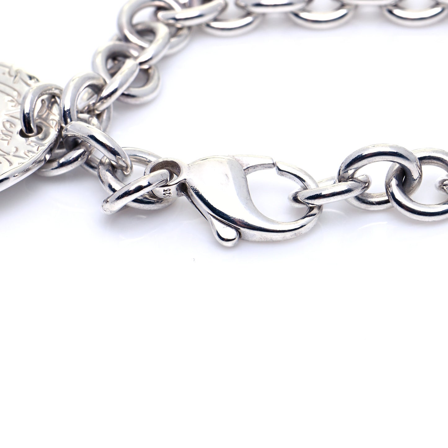 Sterling Silver Notes Round Tag Charm Bracelet