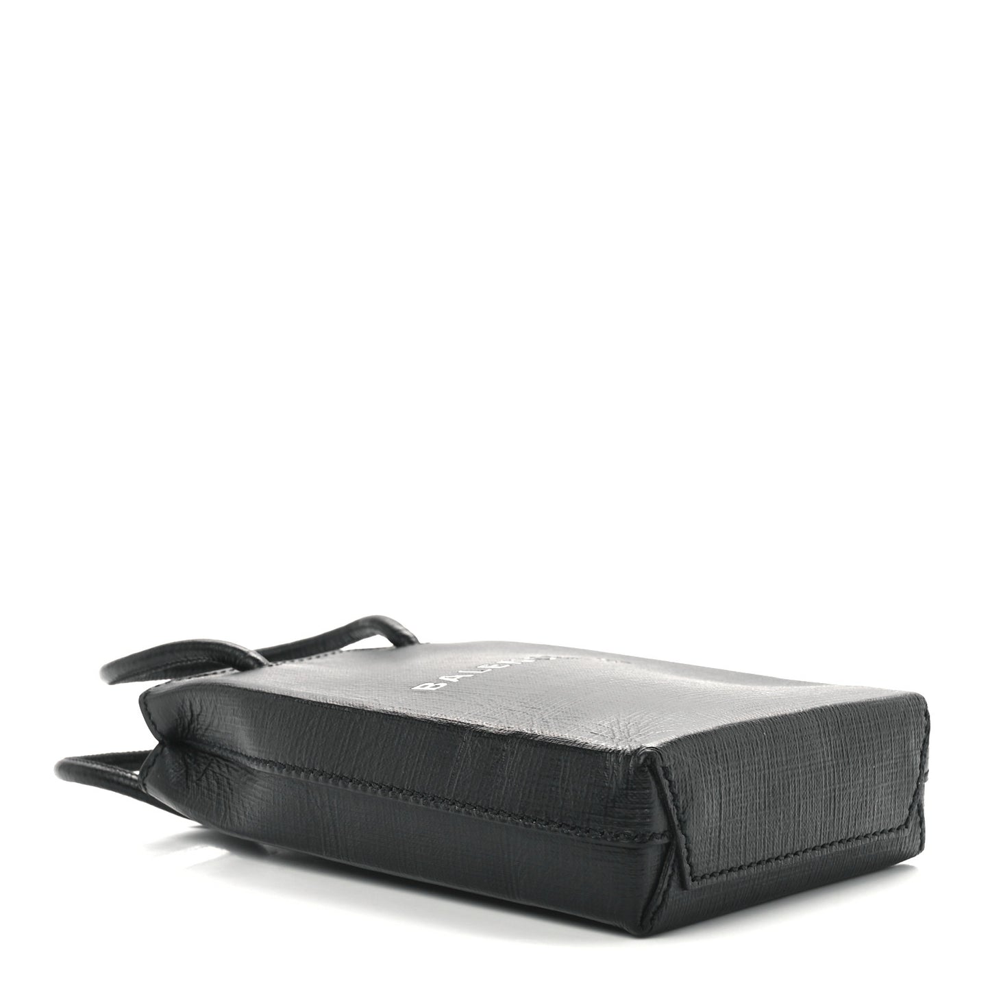 Squared Calfskin Logo Shopping Phone Holder Bag Black