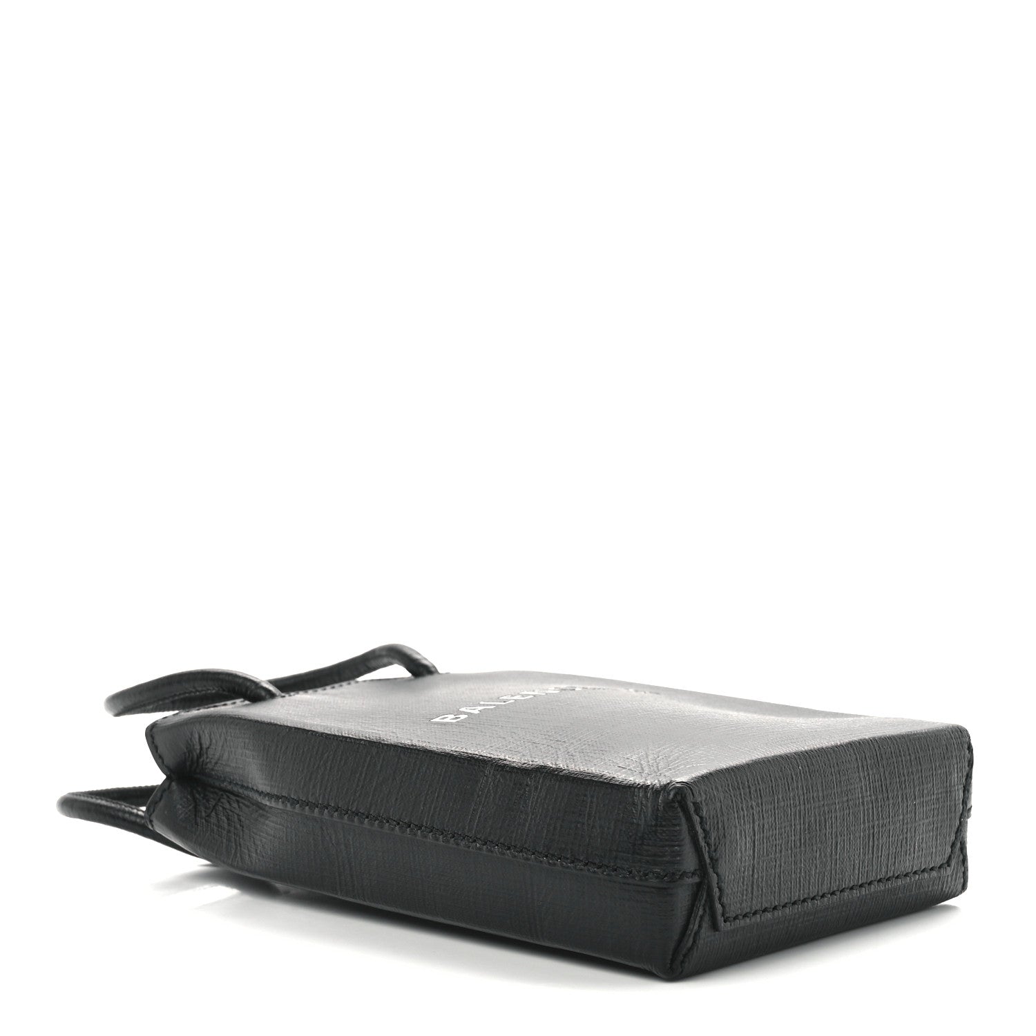 Balenciaga Squared Calfskin Logo Shopping Phone Holder Bag Black 4 of 11