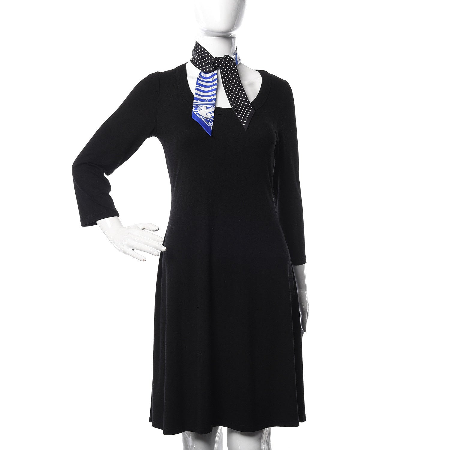 Hermes Silk Astrologie a Pois Twilly Bleu Royal Black White 2 of 5