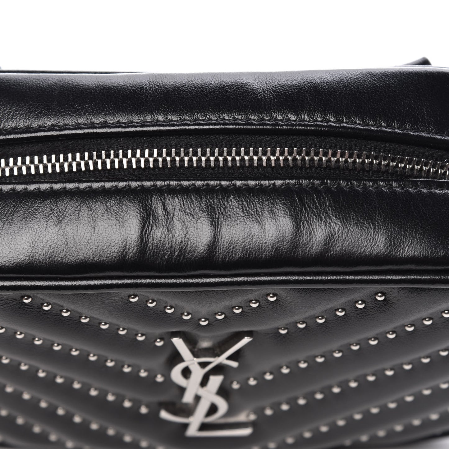 Calfskin Matelasse Studded Monogram Lou Belt Bag Black