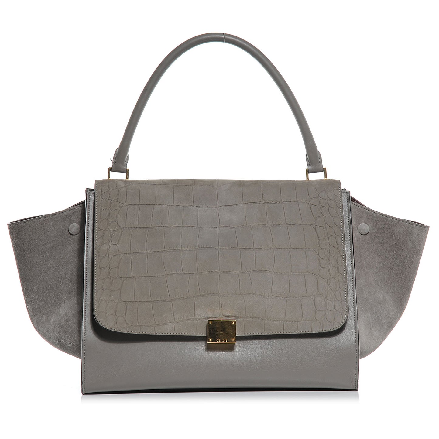 Crocodile Embossed Large Trapeze Grey