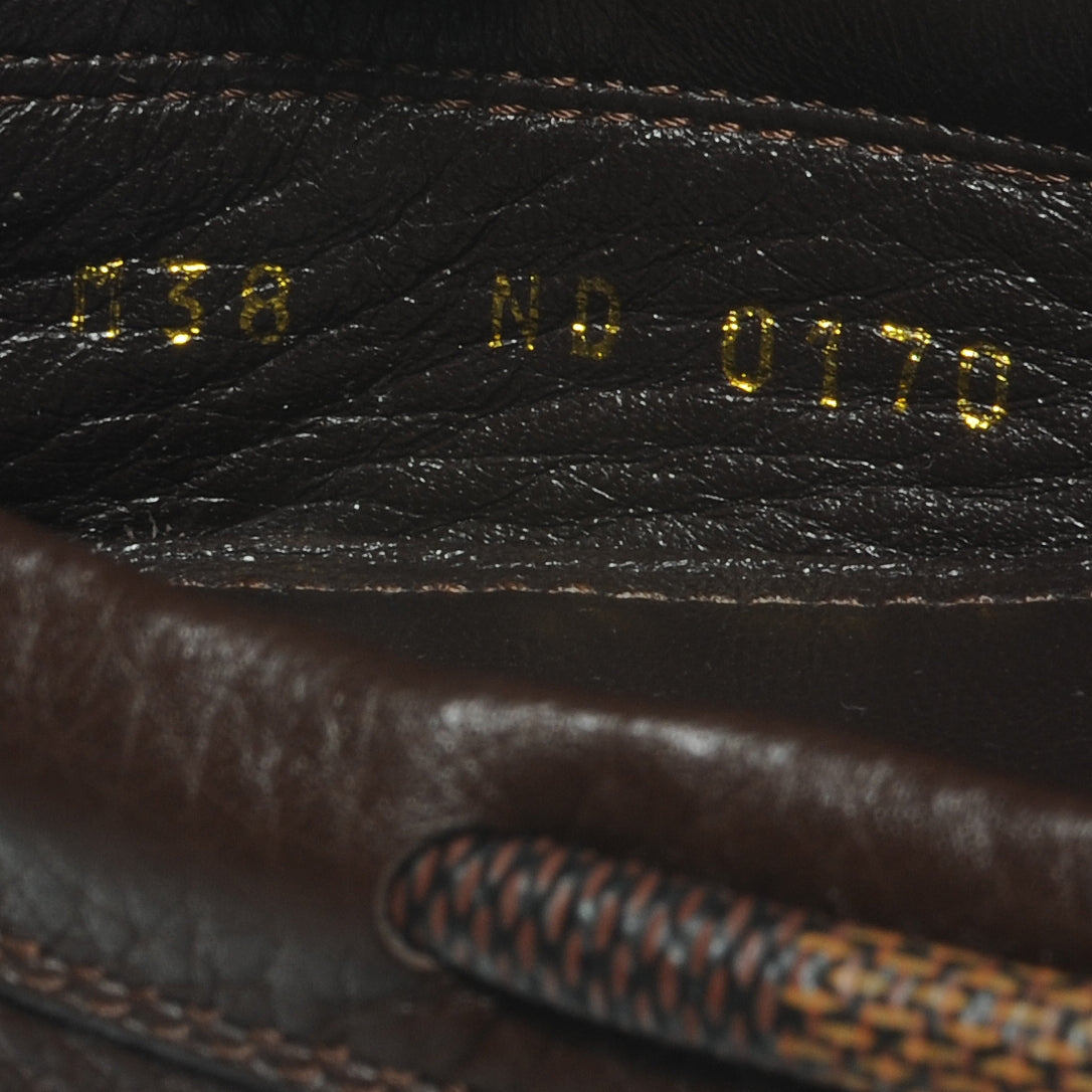 Louis Vuitton Grained Calfskin Damier Jersey Loafers 38 Brown 7 of 7