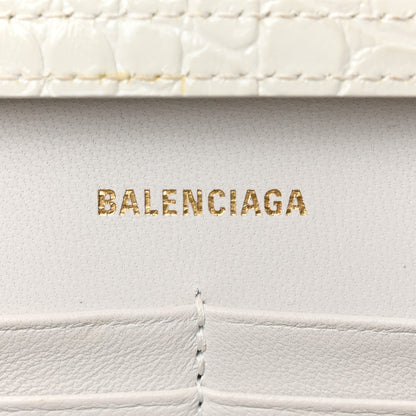 Balenciaga Shiny Calfskin Crocodile Embossed Hourglass Chain Bag White 6 of 10