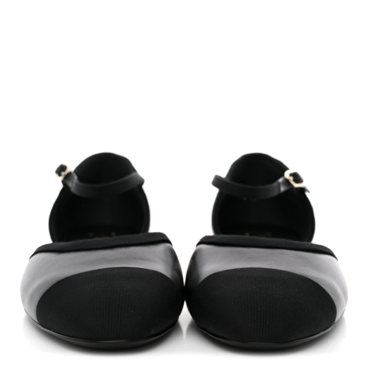 Lambskin Grosgrain Cap Toe Mary Jane Flats 38.5 Black