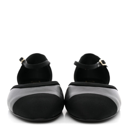 Chanel Lambskin Grosgrain Cap Toe Mary Jane Flats 38.5 Black 3 of 10